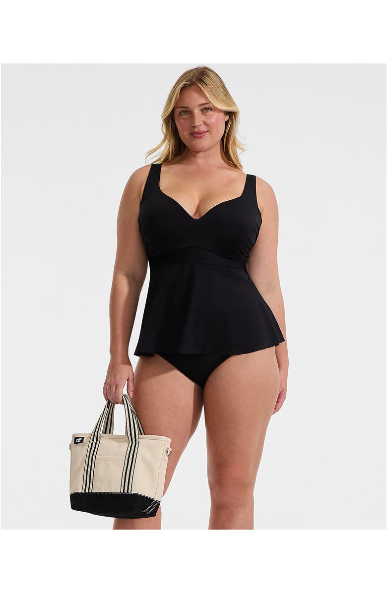 Lands' End Sweetheart Belted Flutter Tankini, Alternate, color, Black