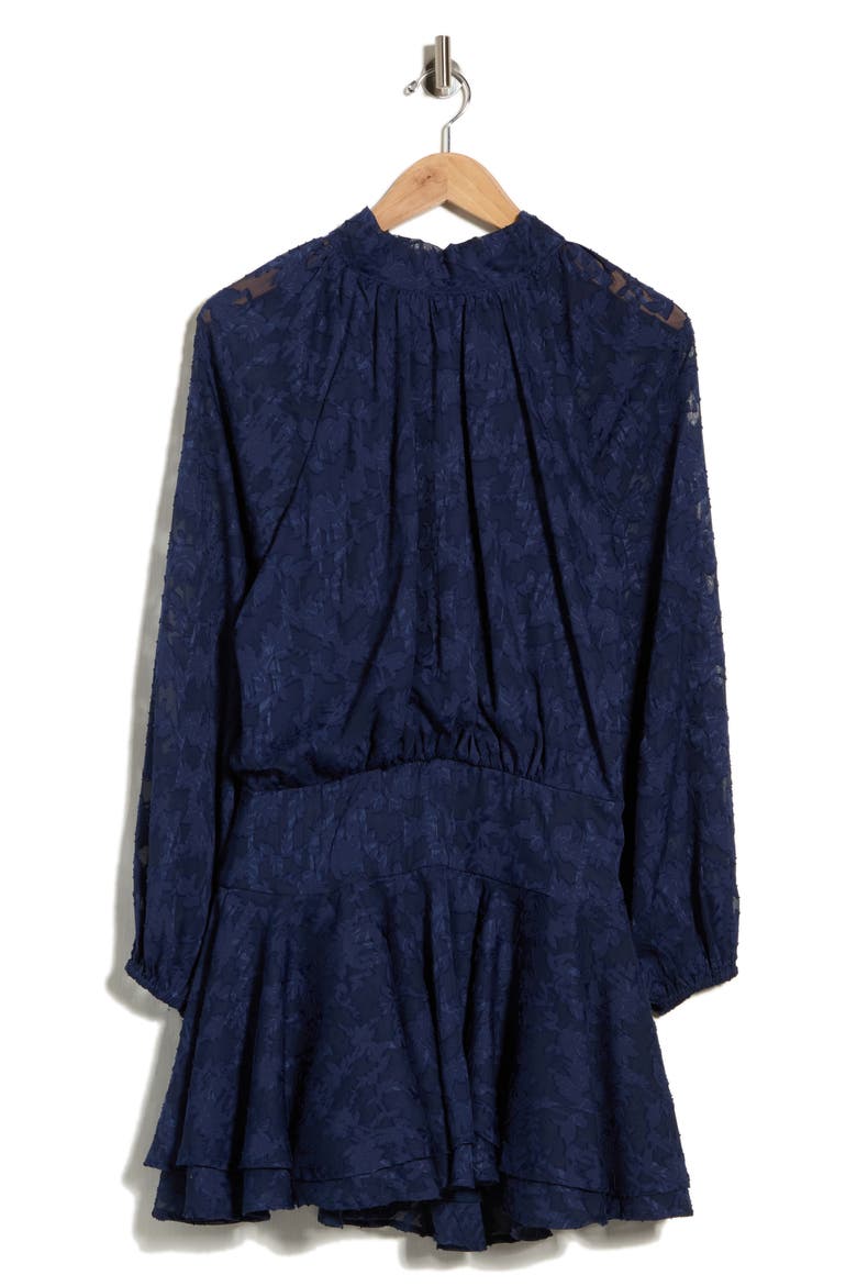 Mock Neck Long Sleeve Minidress, Main, color, NAVY