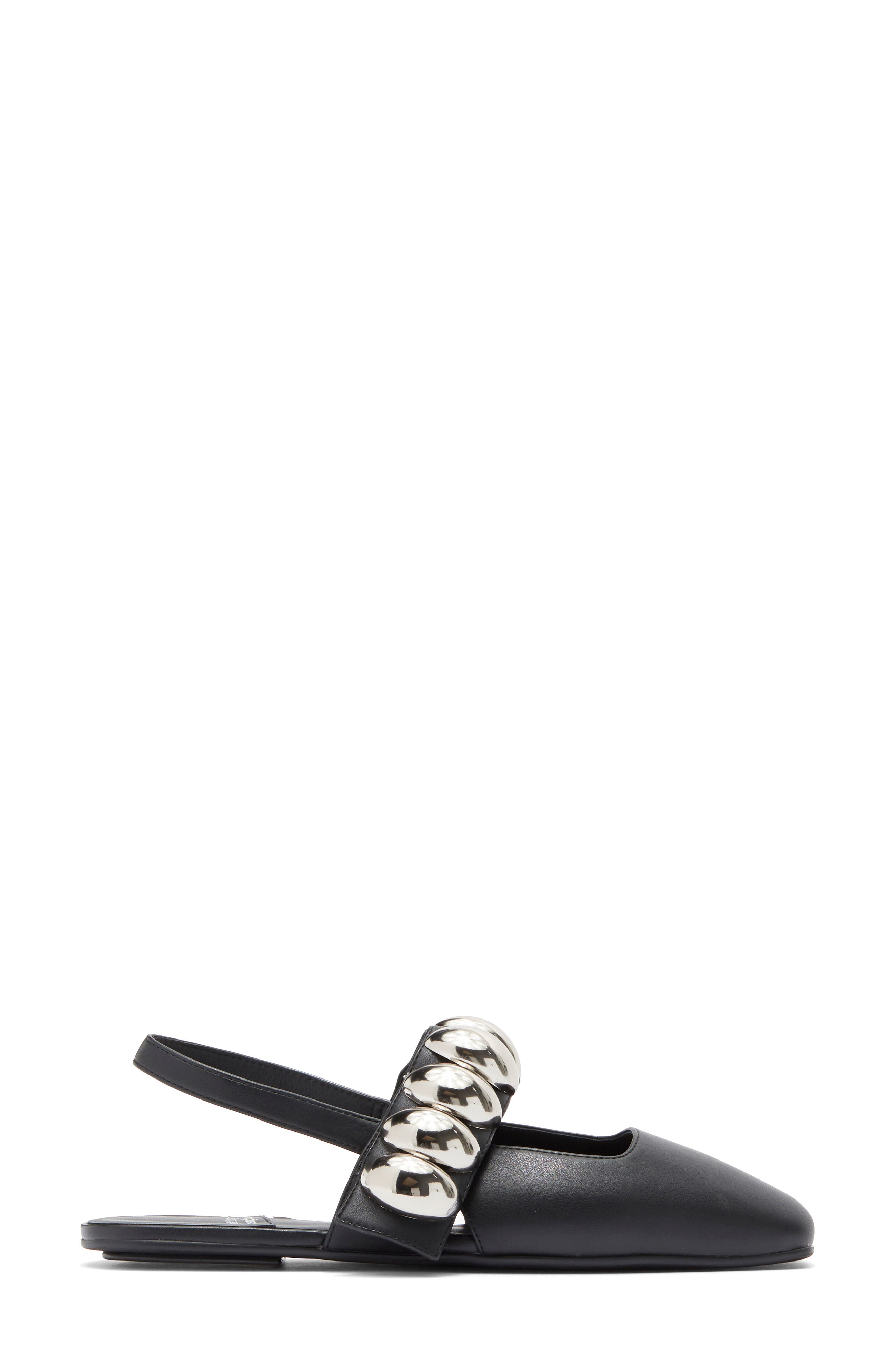 Jeffrey Campbell Manon Slingback Flat, Alternate, color, Black Silver