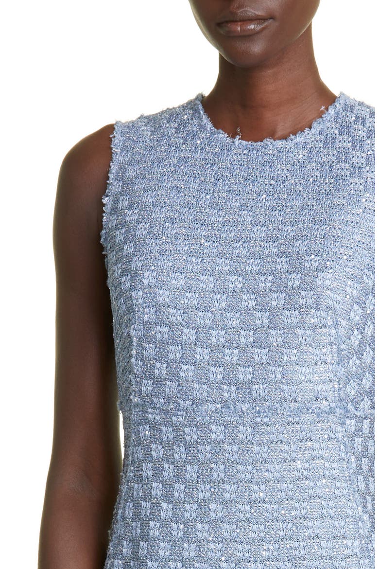 Sequin Check Sleeveless Tweed Knit Dress, Alternate, color, BLUE MULTI