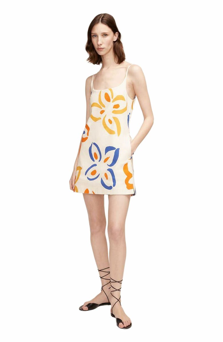 Rebecca Taylor Flame Fleur Skirted Romper, Main, color, Flame Fleur Tapioca Combo