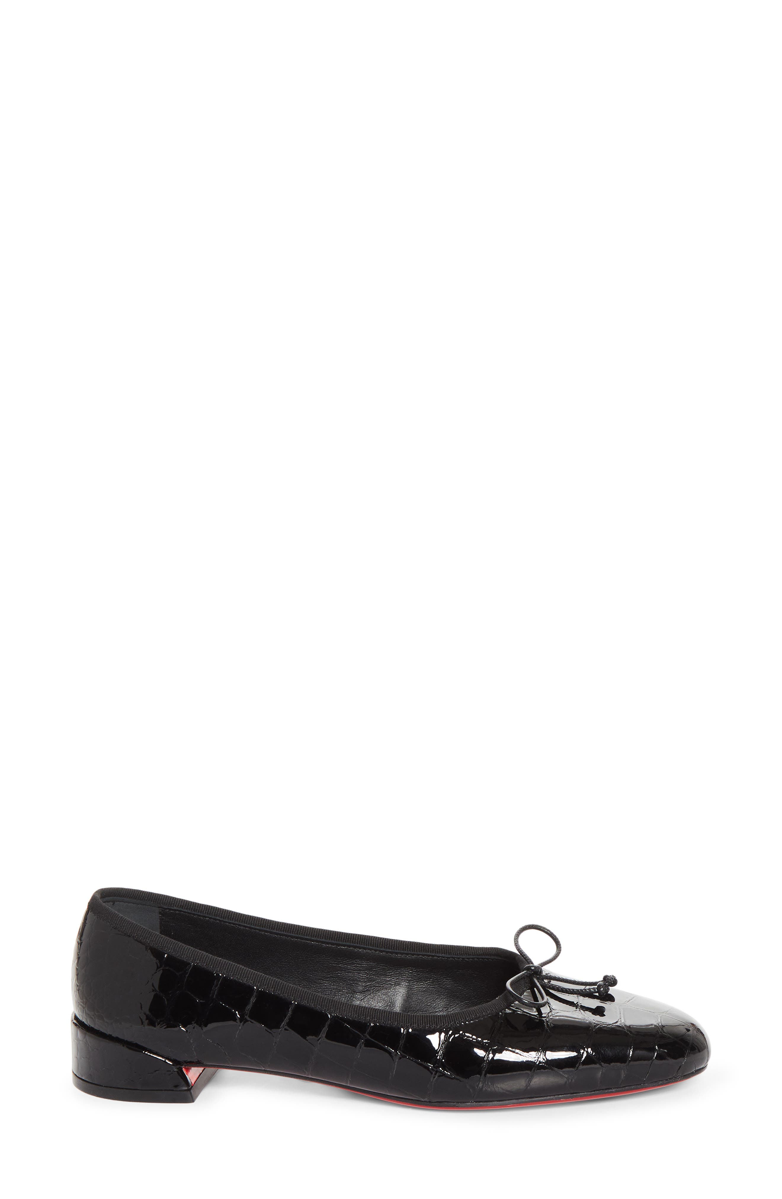 Sweetie Jane Croc Embossed Patent Leather Flat, Alternate, color, B439 BLACK/ LIN BLACK