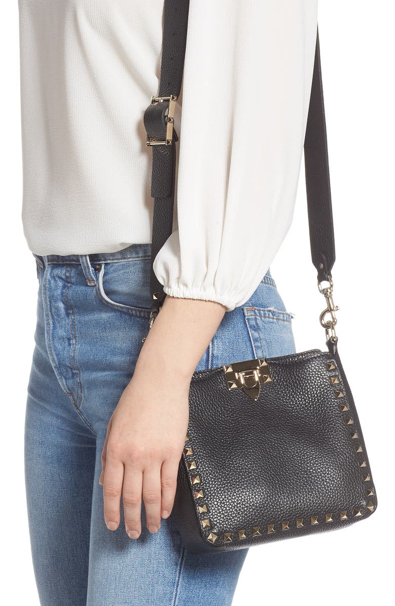 Valentino Garavani Rockstud Mini Hobo Crossbody Bag, Alternate, color,