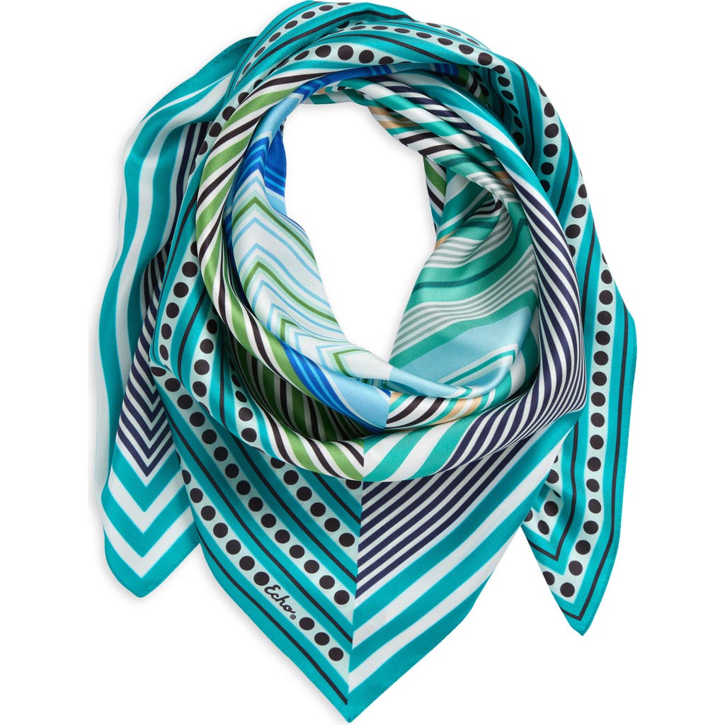 Echo Stripe Vortex Silk Square Scarf In Hawaiian Ocean