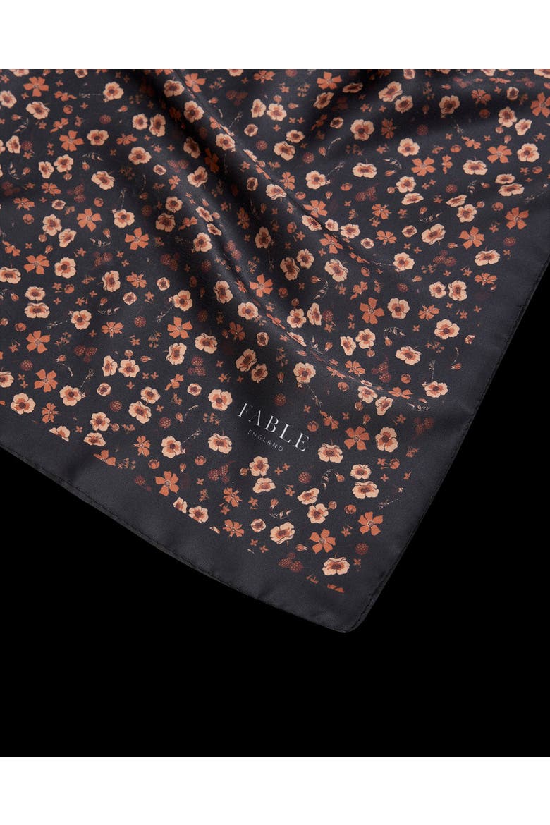 Deco Blooms Silky Lightweight Black Scarf, Alternate, color, Black