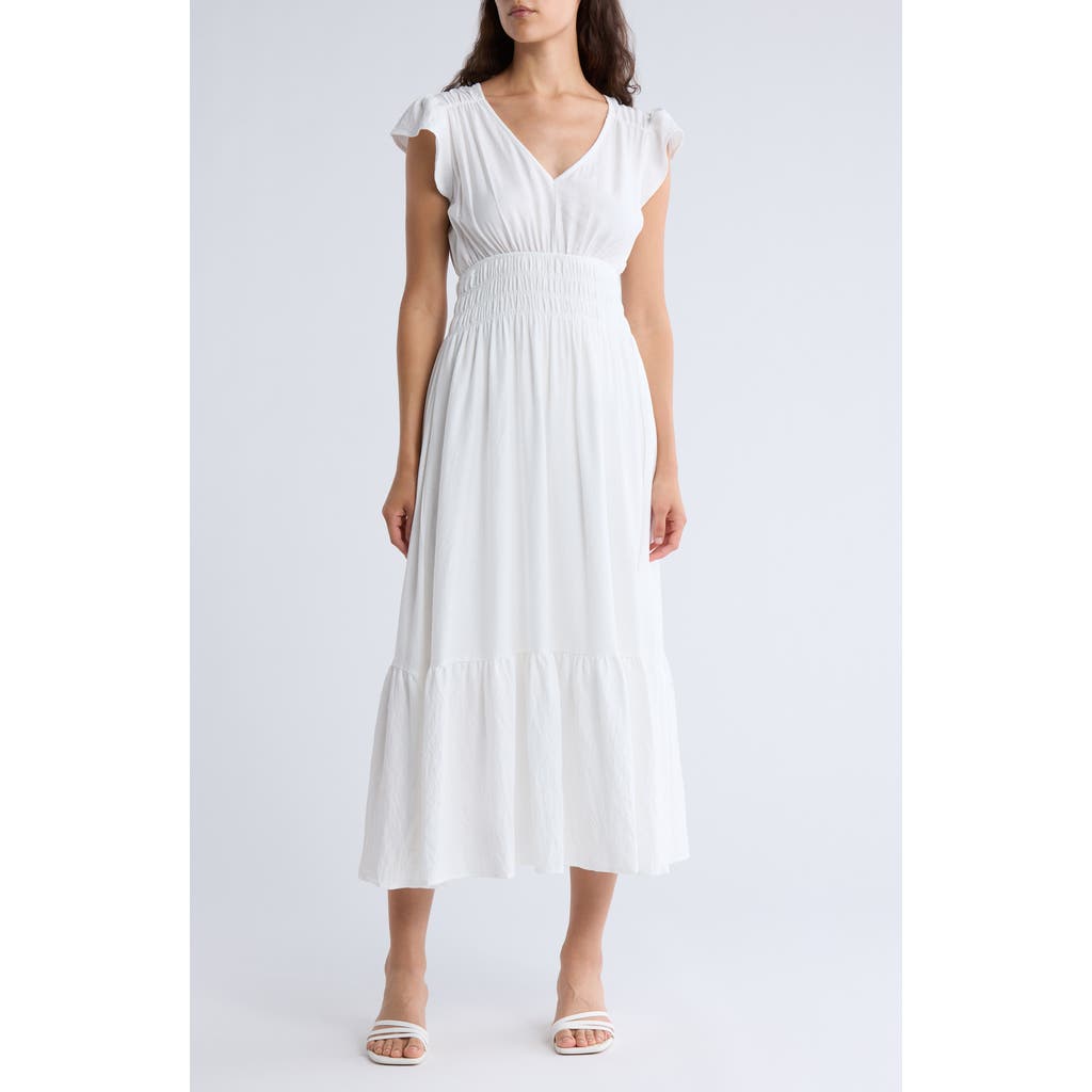 August Sky Flutter Sleeve Midi Dress