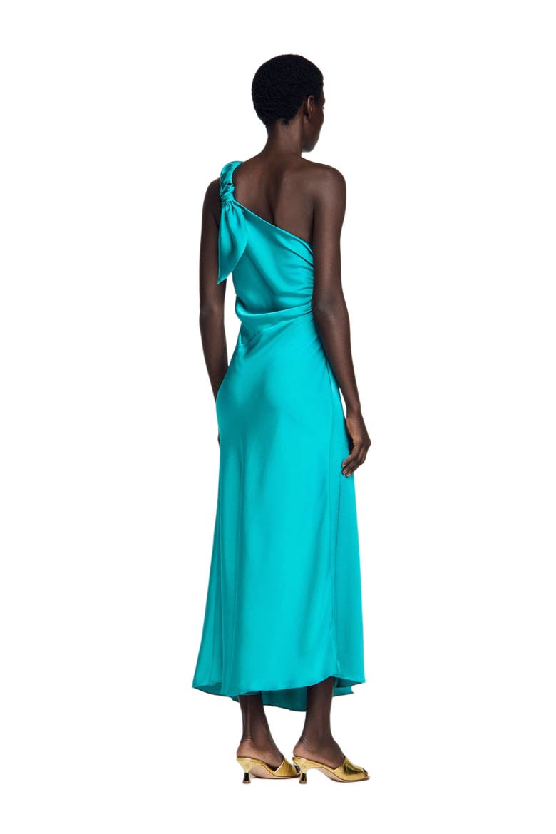 Satin-effect maxi dress with bow, Alternate, color, Green