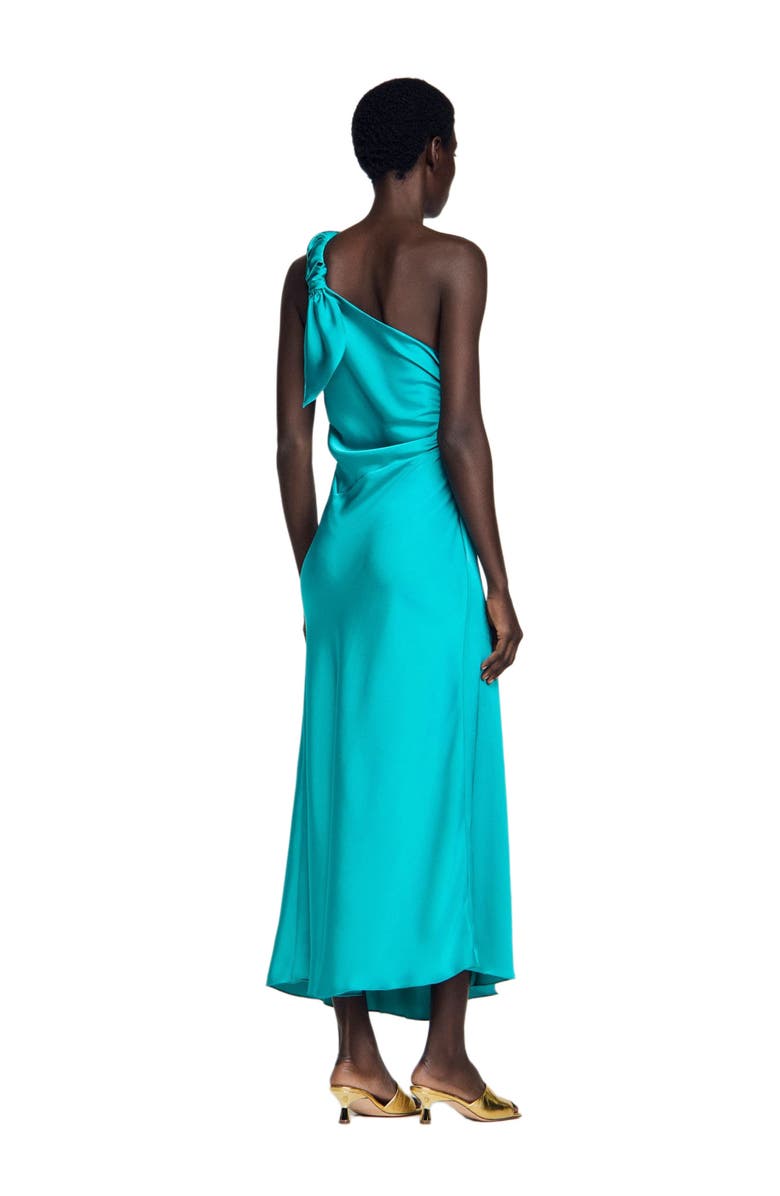 SANDRO Satin-effect maxi dress with bow, Alternate, color, Green