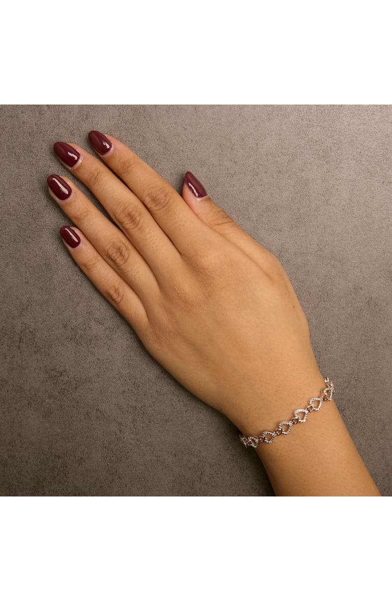 Haus of Brilliance 10K Rose Gold Plated Sterling Silver 1/4 Cttw Diamond Heart Link Bracelet, Alternate, color, Silver