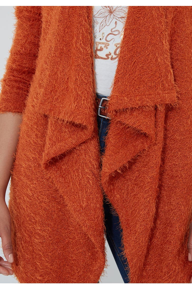 Fuzzy Cascade Cardigan, Alternate, color, BURNT ORANGE