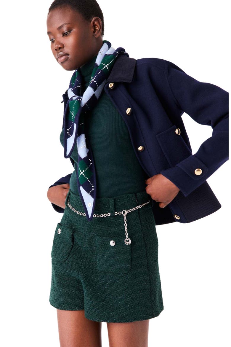 Tweed shorts, Alternate, color, Bottle green