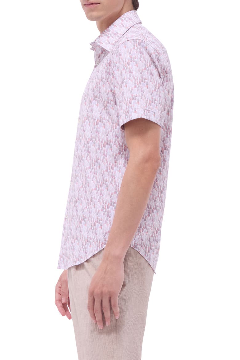 Miles OoohCotton® Pineapple Print Short Sleeve Button-Up Shirt, Alternate, color, BRICK