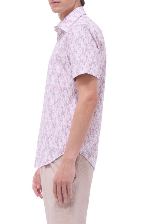 Bugatchi Miles Ooohcotton® Pineapple Print Short Sleeve Button-up Shirt In Brick
