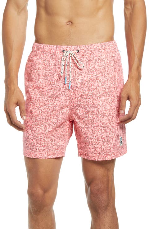 Coral Print Swim Trunks