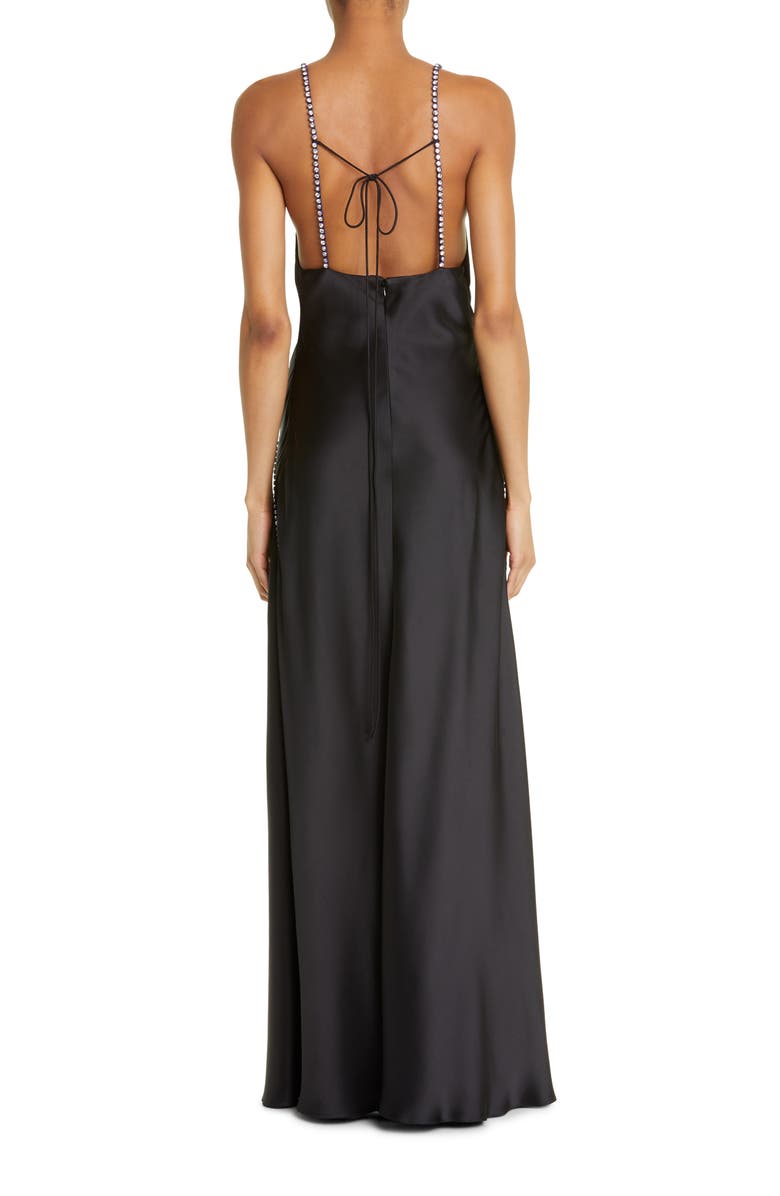 Stella McCartney Embellished Plunge Neck Satin Maxi Dress, Alternate, color, 