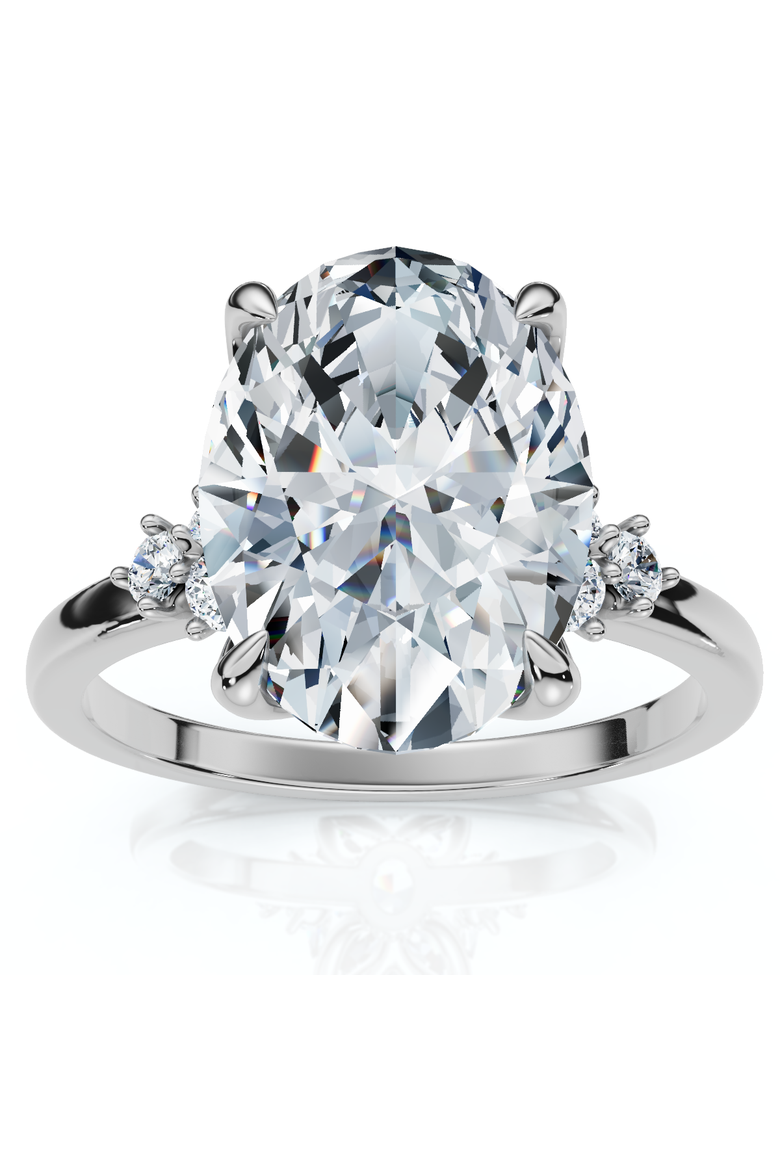 3 1/10Ct Oval Carlie Diamond Engagement Ring 14k Gold or Platinum Lab Grown, Main, color, 14k White Gold