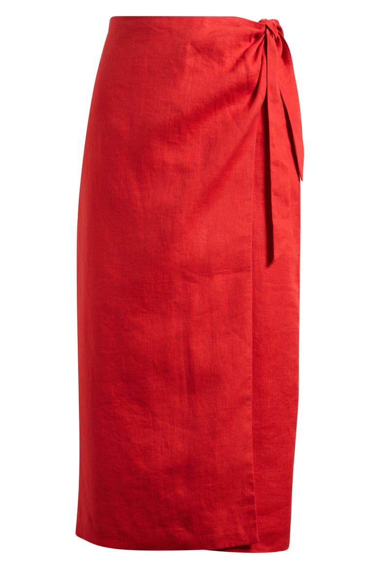 Dimitra Tie-Waist Column Skirt, Alternate, color, RED CORAL