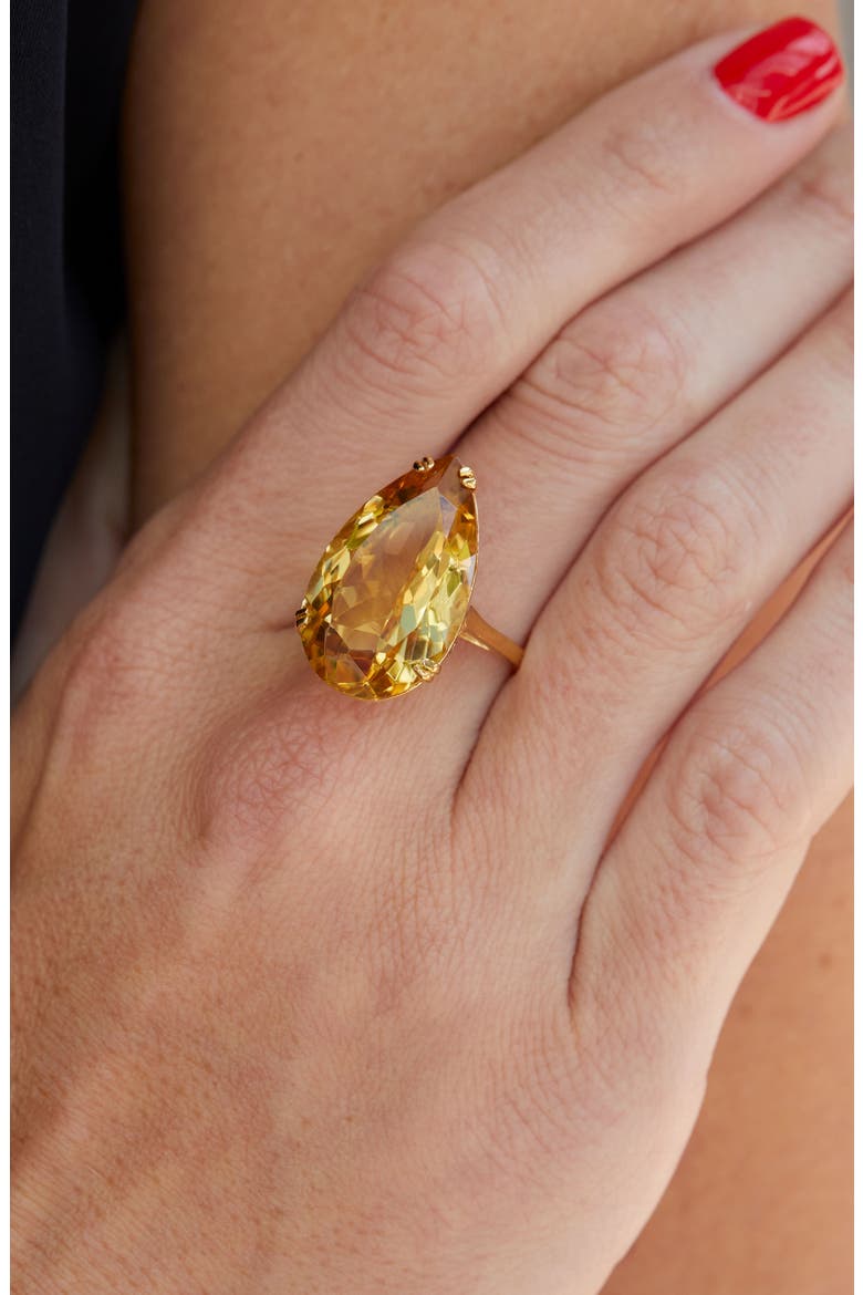 Sterling Silver & Pear Citrine Ring, Alternate, color, YELLOW