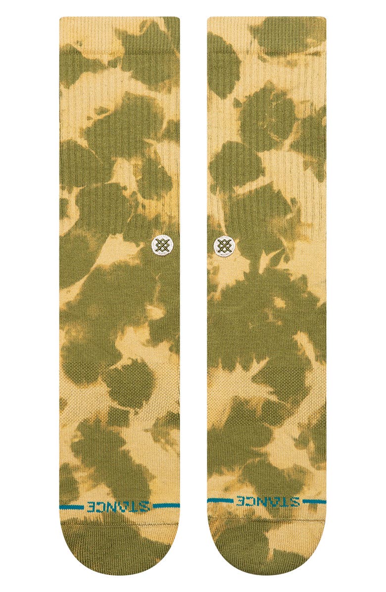 Stance Spotty Dye Cotton Blend Crew Socks, Alternate, color, Olive