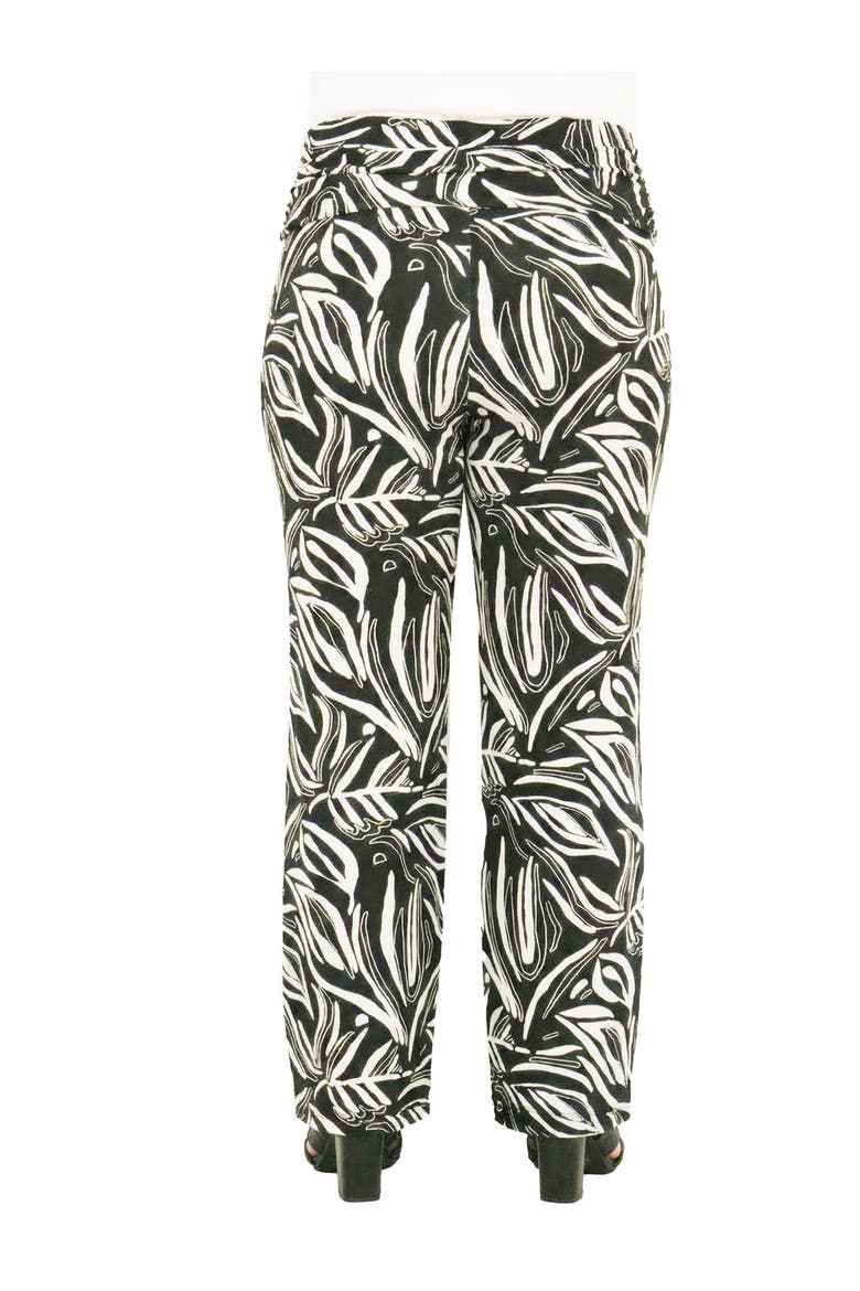 Curvy Essential Abstract Print Foldover Waist Wide Leg Pants, Alternate, color, Black Multi