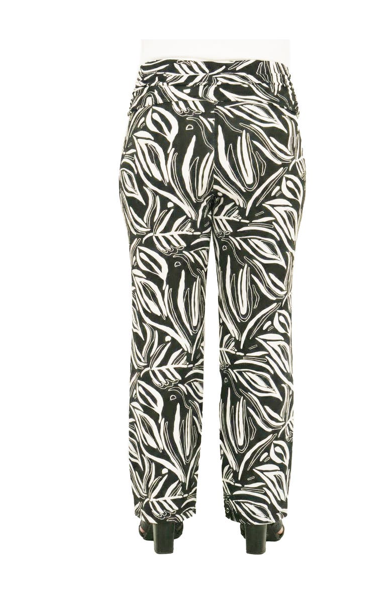 24seven Comfort Apparel Curvy Essential Abstract Print Foldover Waist Wide Leg Pants, Alternate, color, Black Multi
