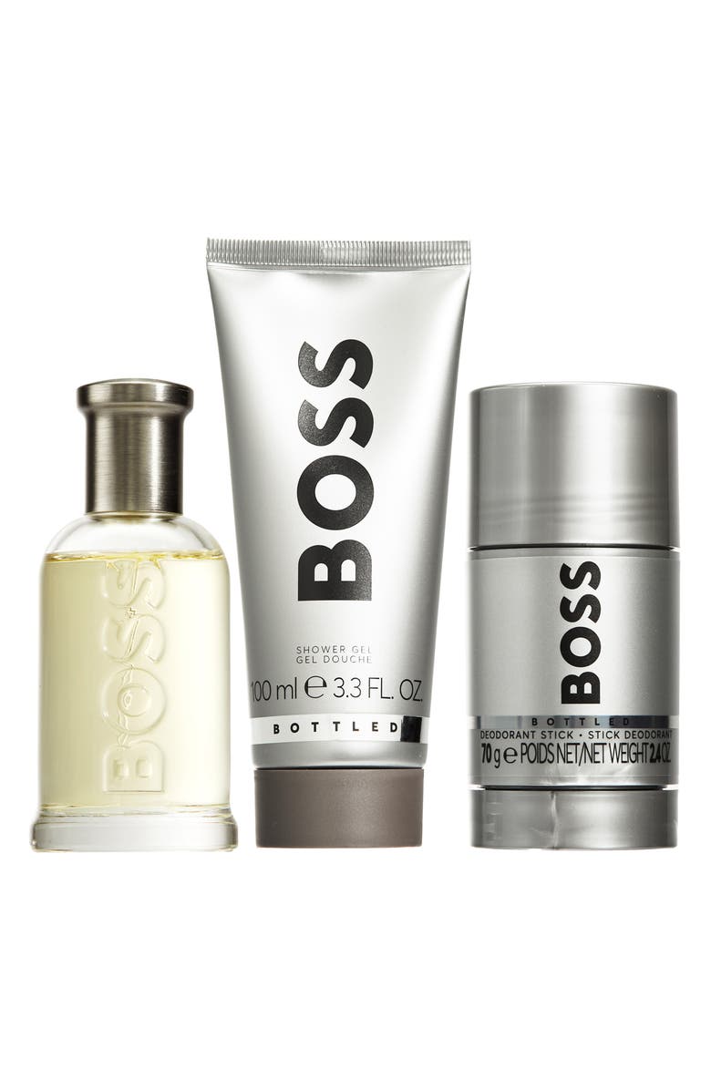 HUGO Bottled Eau de Toilette 3-Piece Fragrance Set, Main, color, 