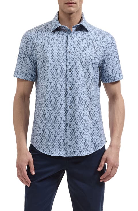 Miles OoohCotton® Print Short Sleeve Button-Up Shirt