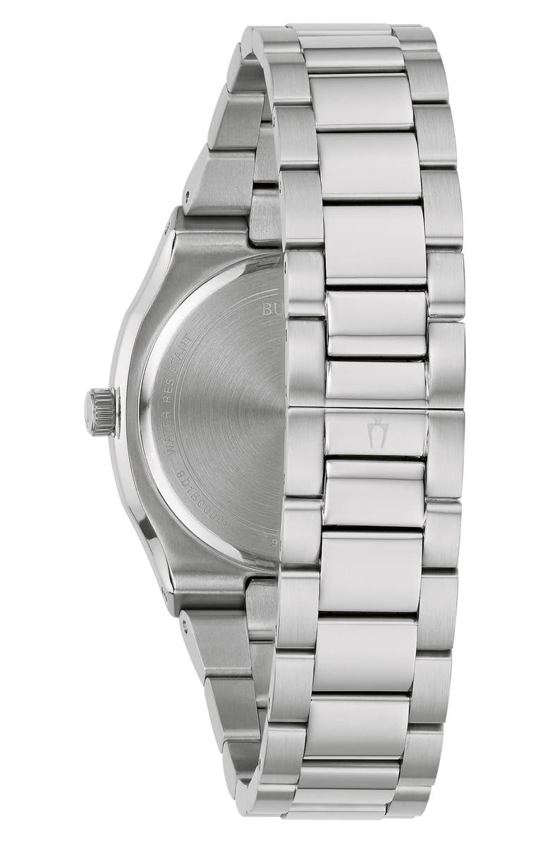 BULOVA Three-Hand Quartz Stainless Steel Bracelet Watch, 34mm, Alternate, color, Silver