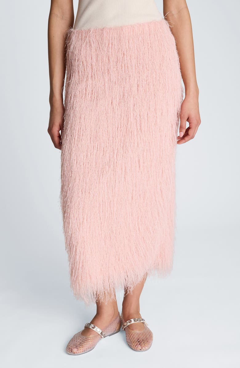 Kenneth Cole Feather Midi Skirt, Main, color, Pink Vapor