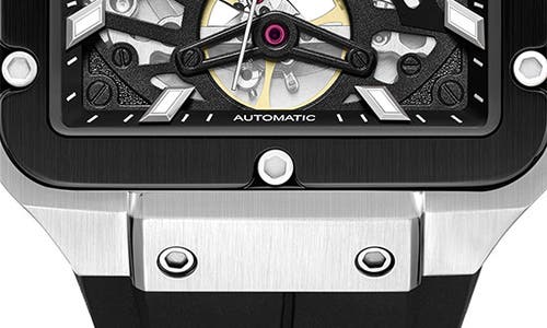 Kenneth Cole New York Automatic Silicone Strap Watch, 41.5mm In Black