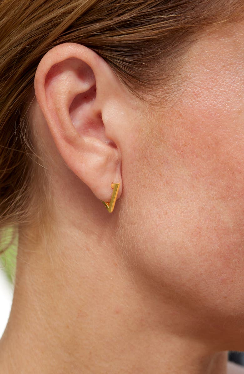 SAVVY CIE JEWELS Triangle Huggie Hoop Earrings, Alternate, color, Yellow