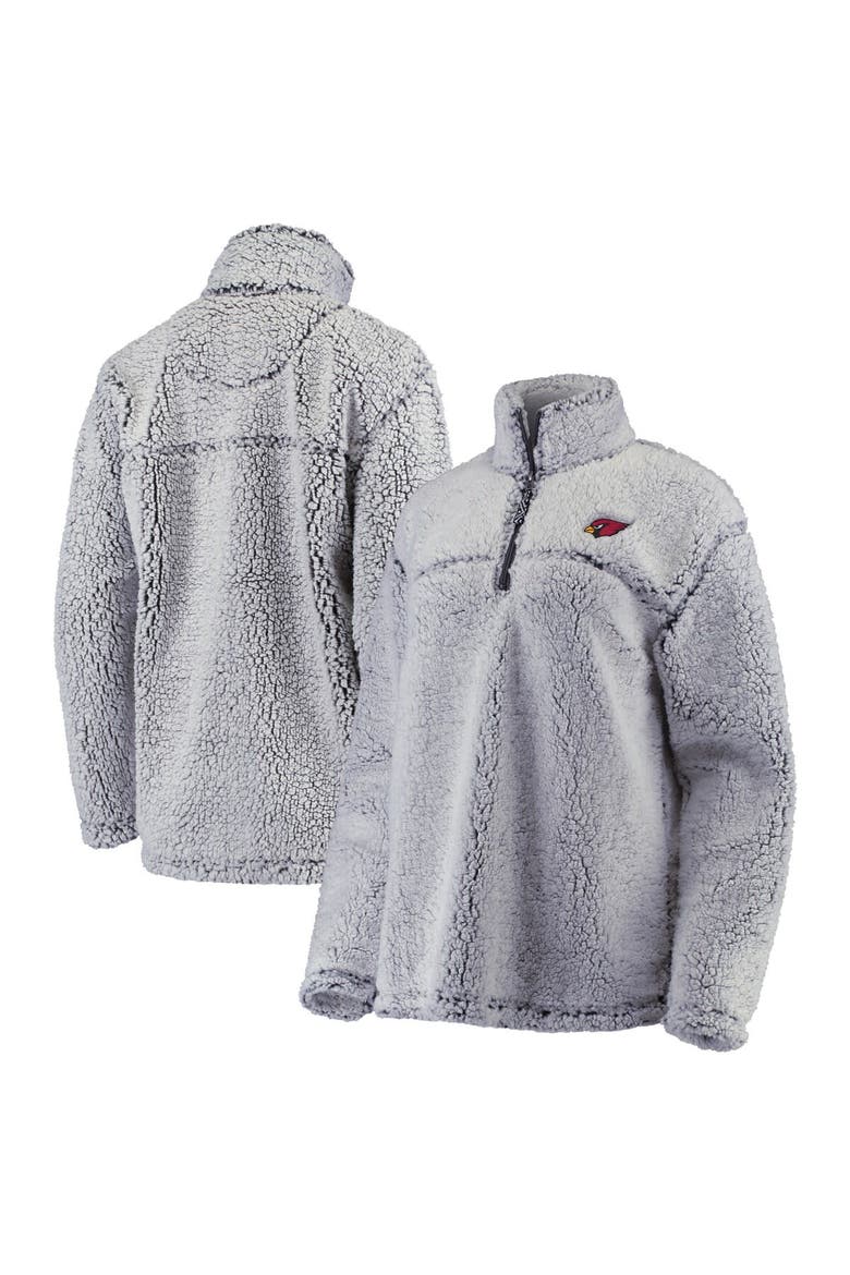 Women's G-III 4Her by Carl Banks Gray Arizona Cardinals Sherpa Quarter-Zip Pullover Jacket, Main, color, Gray