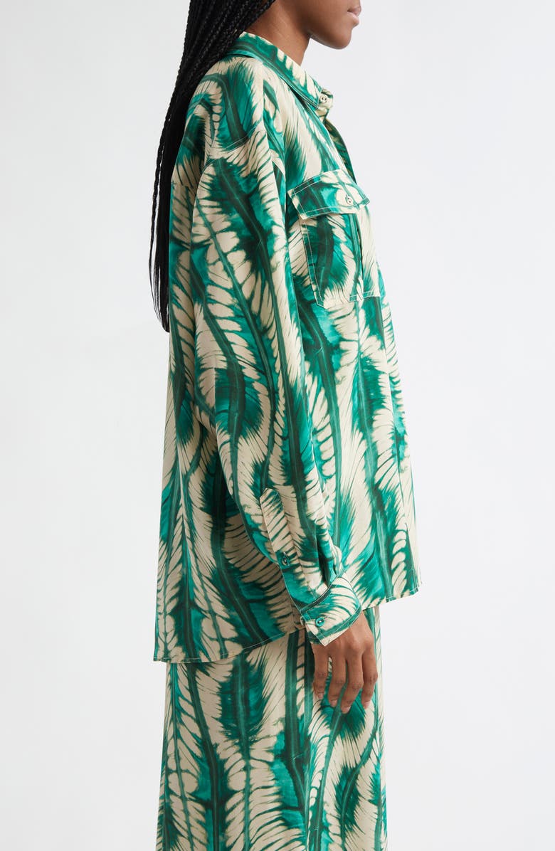 Ulla Johnson Soren Silk Button-Up Shirt, Alternate, color, Acacia