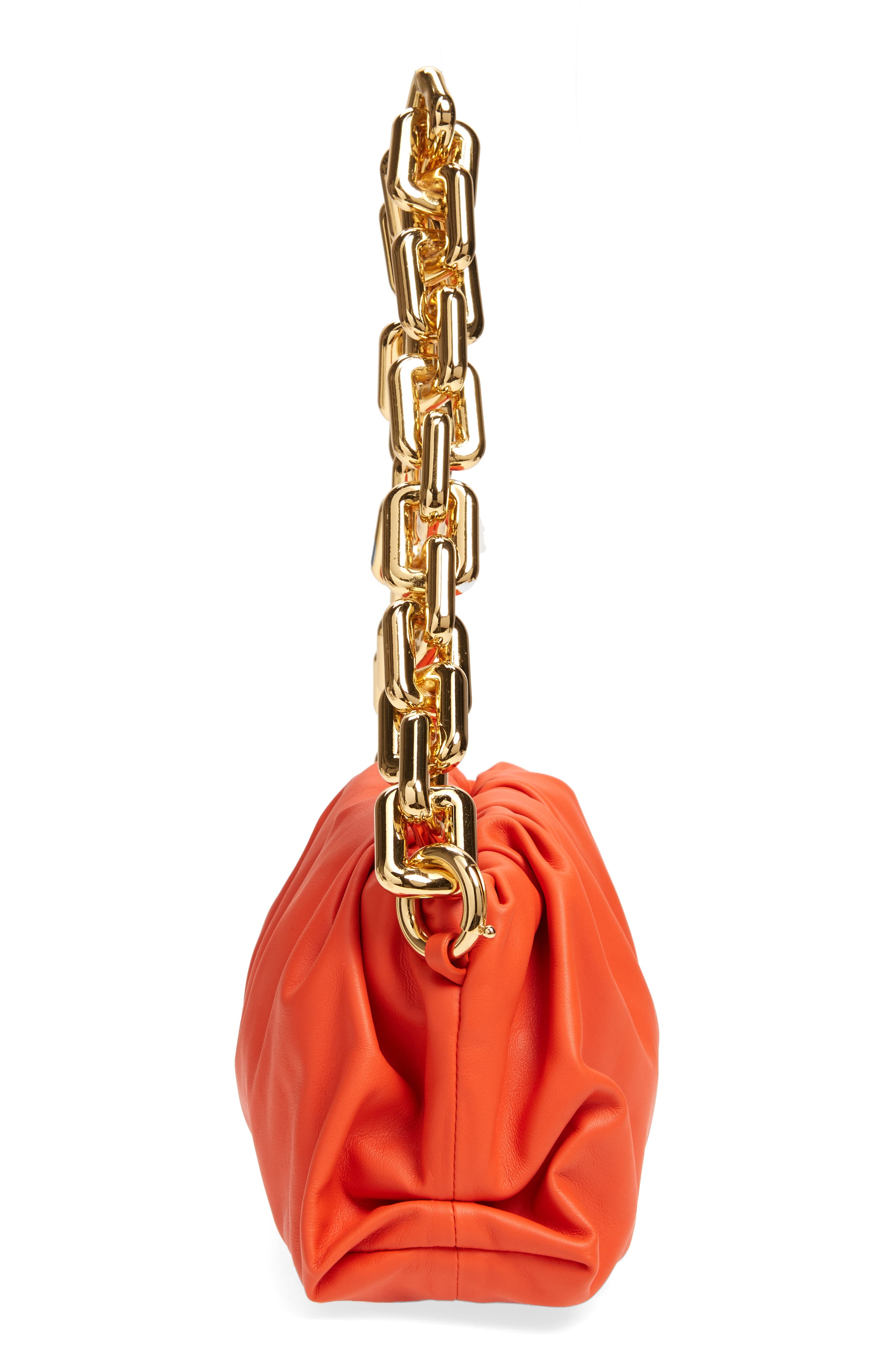 The Chain Pouch Leather Shoulder Bag, Alternate, color, ORANGE/ GOLD