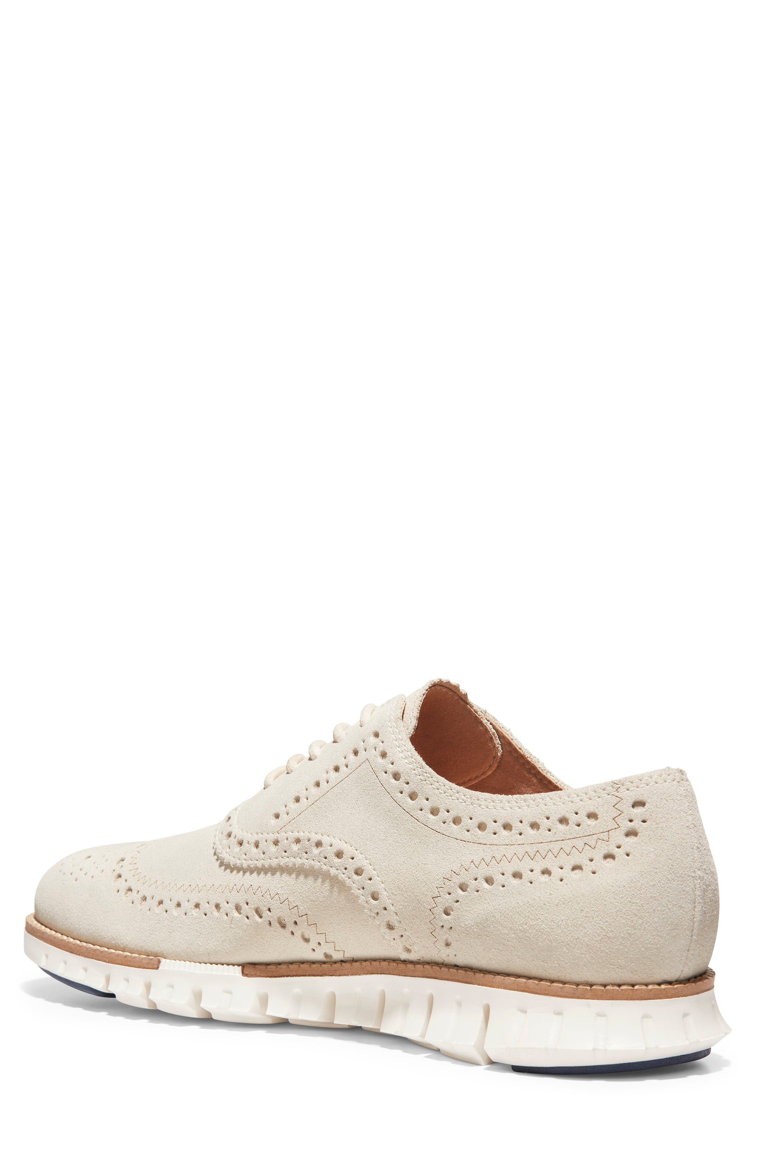 'ZeroGrand' Wingtip, Alternate, color, IVORY SUEDE/ IVORY