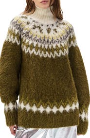 rag & bone Beth Oversize Fair Isle Alpaca Blend Turtleneck Sweater