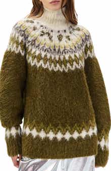 rag & bone Beth Oversize Fair Isle Alpaca Blend Turtleneck Sweater