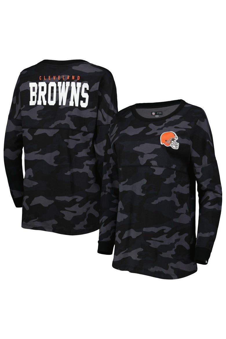 Women's New Era Black Cleveland Browns Camo Long Sleeve T-Shirt, Main, color, Black