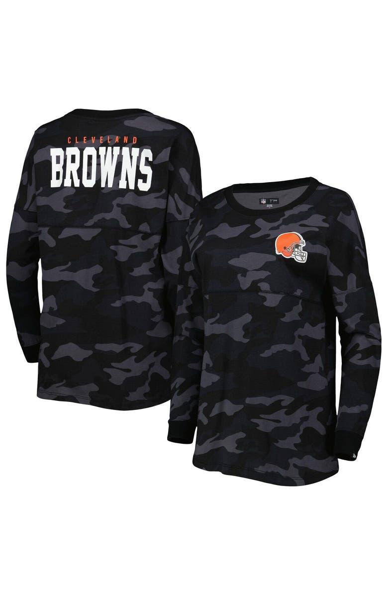 New Era Women's New Era Black Cleveland Browns Camo Long Sleeve T-Shirt, Main, color, Black