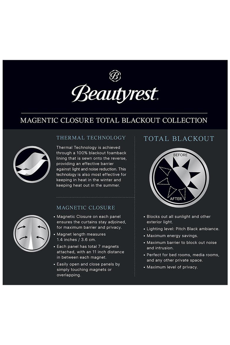 Beautyrest Rocky Solid Textured Jacquard Total Blackout Magnetic Closure Panel Pair, Alternate, color, BLUE