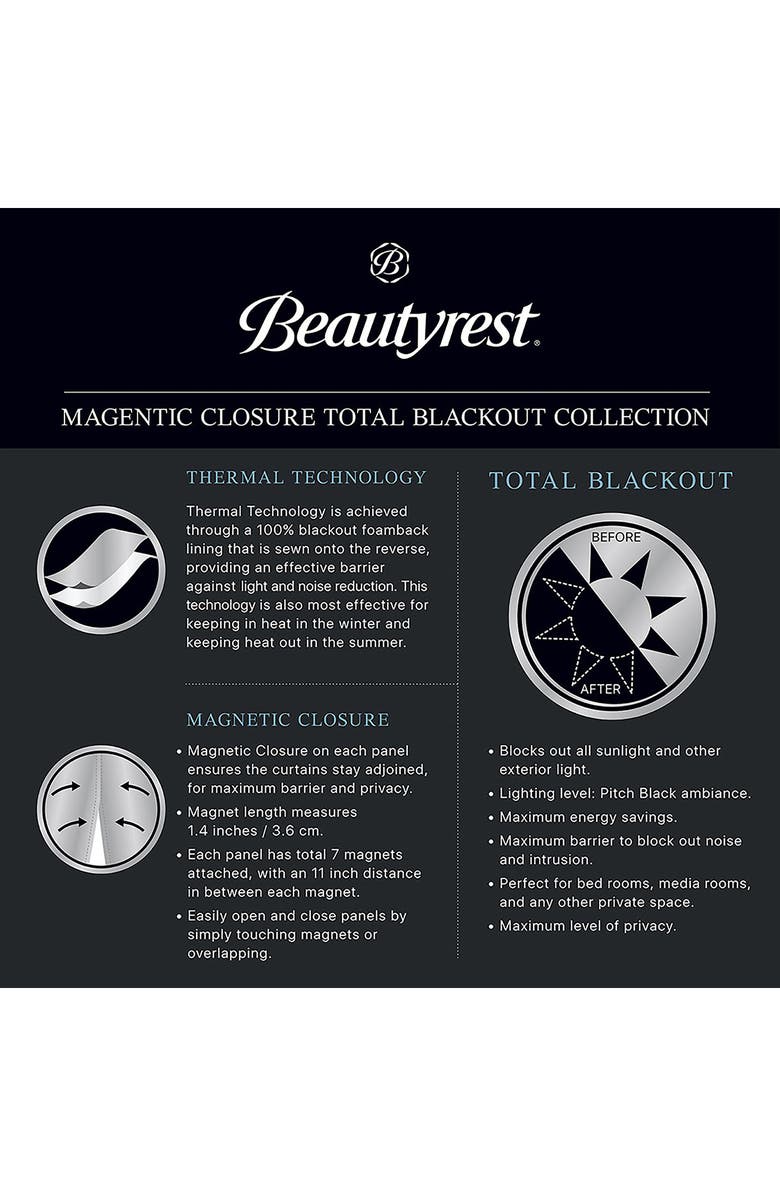 BEAUTYREST Rocky Solid Textured Jacquard Total Blackout Magnetic Closure Panel Pair, Alternate, color, 