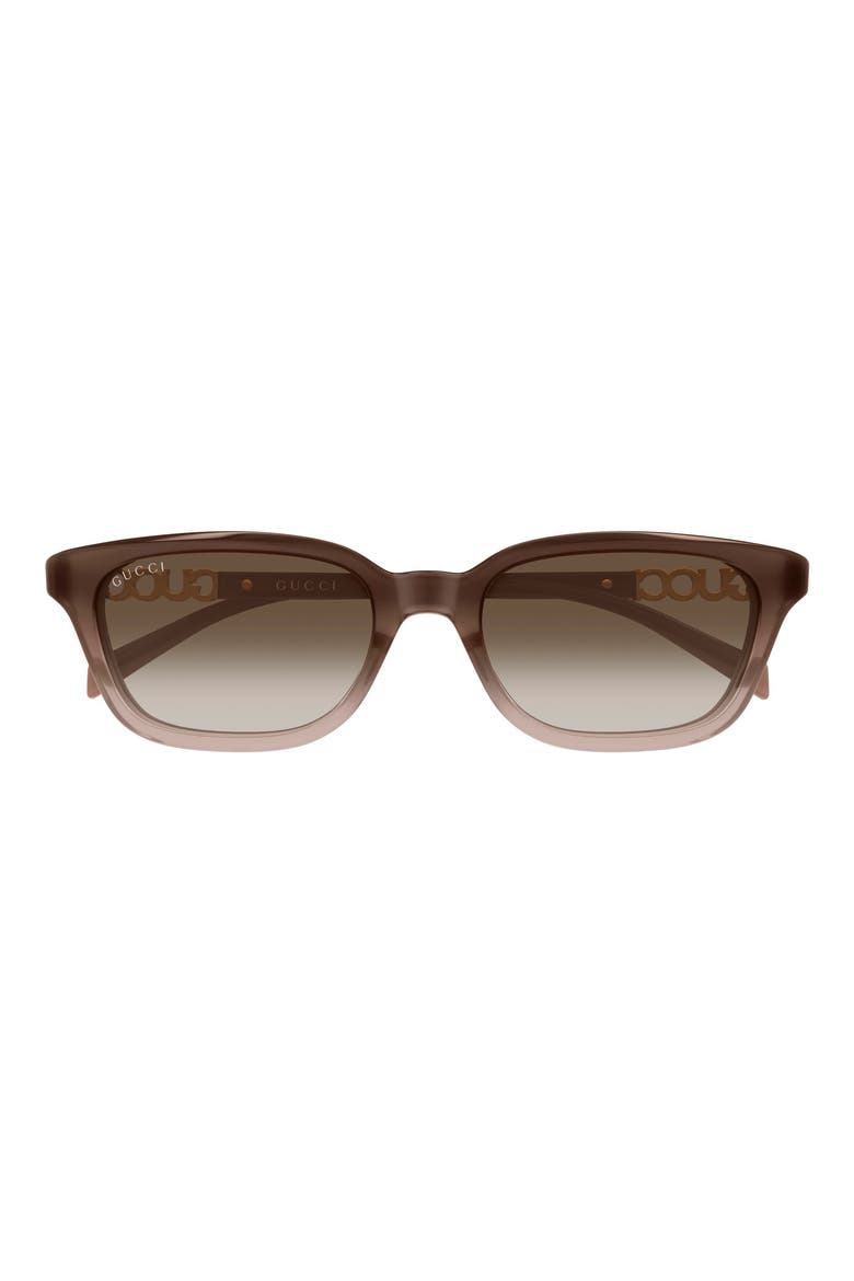 53mm Gradient Polarized Rectangular Sunglasses, Main, color, BROWN