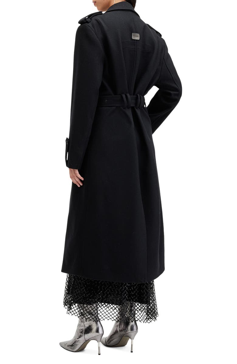 AllSaints Augusta Wool Blend Trench Coat, Alternate, color, 