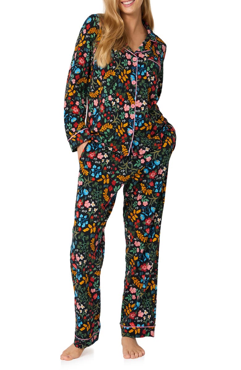 BedHead Pajamas Print Stretch Organic Cotton Pajamas, Alternate, color, Winter Blooms