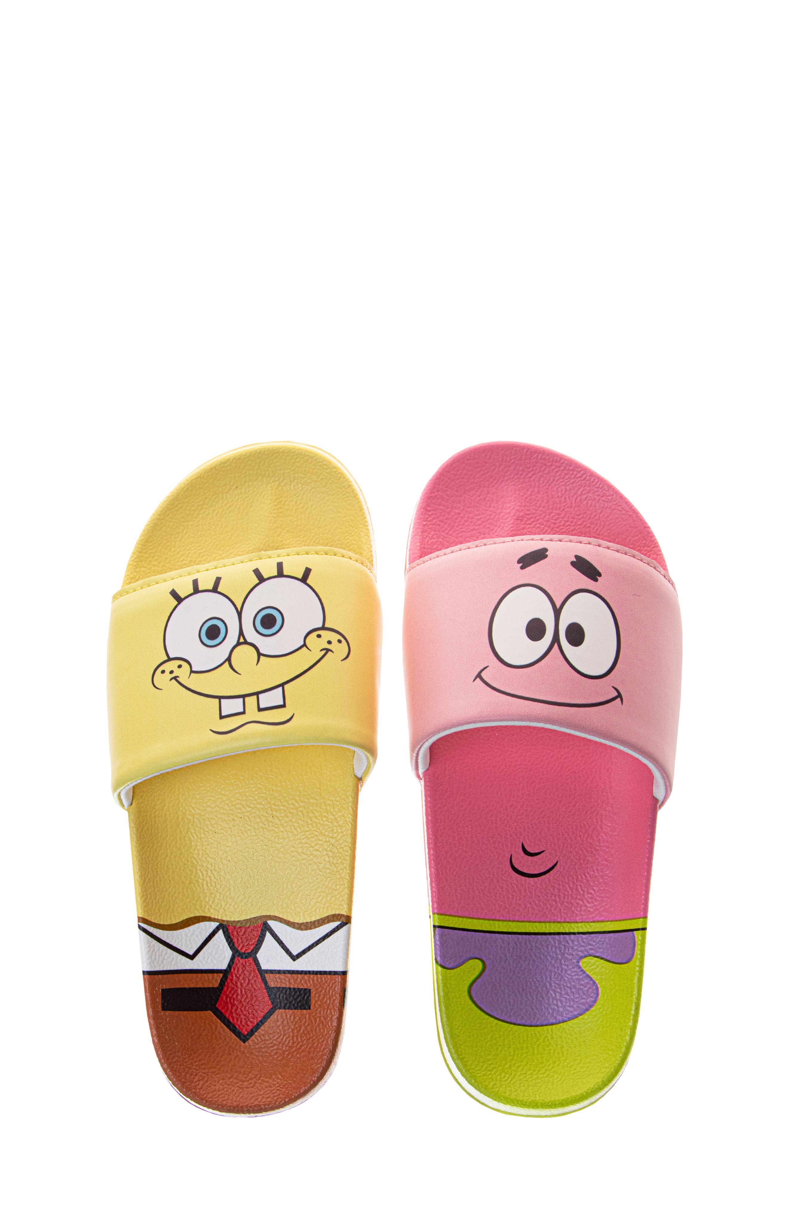 JOSMO x Nickelodeon<sup>™</sup> Kids' SpongeBob SquarePants & Patrick Mismatch Slide Sandal, Alternate, color, 