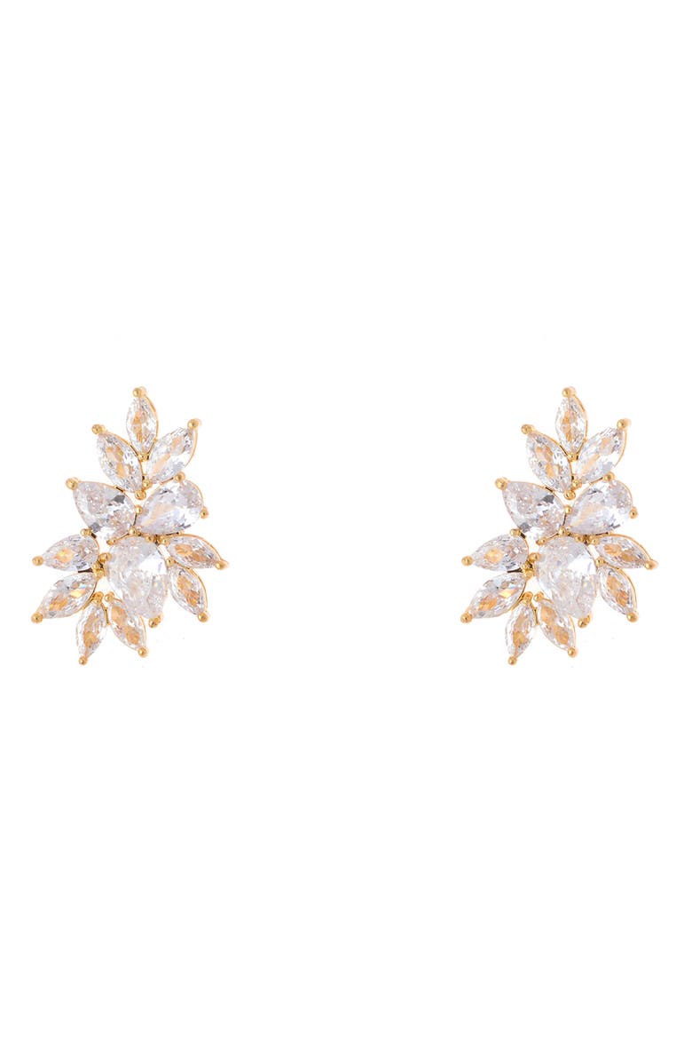 ZAXIE By Stefanie Taylor Cubic Zirconia Cluster Stud Earrings, Main, color, 