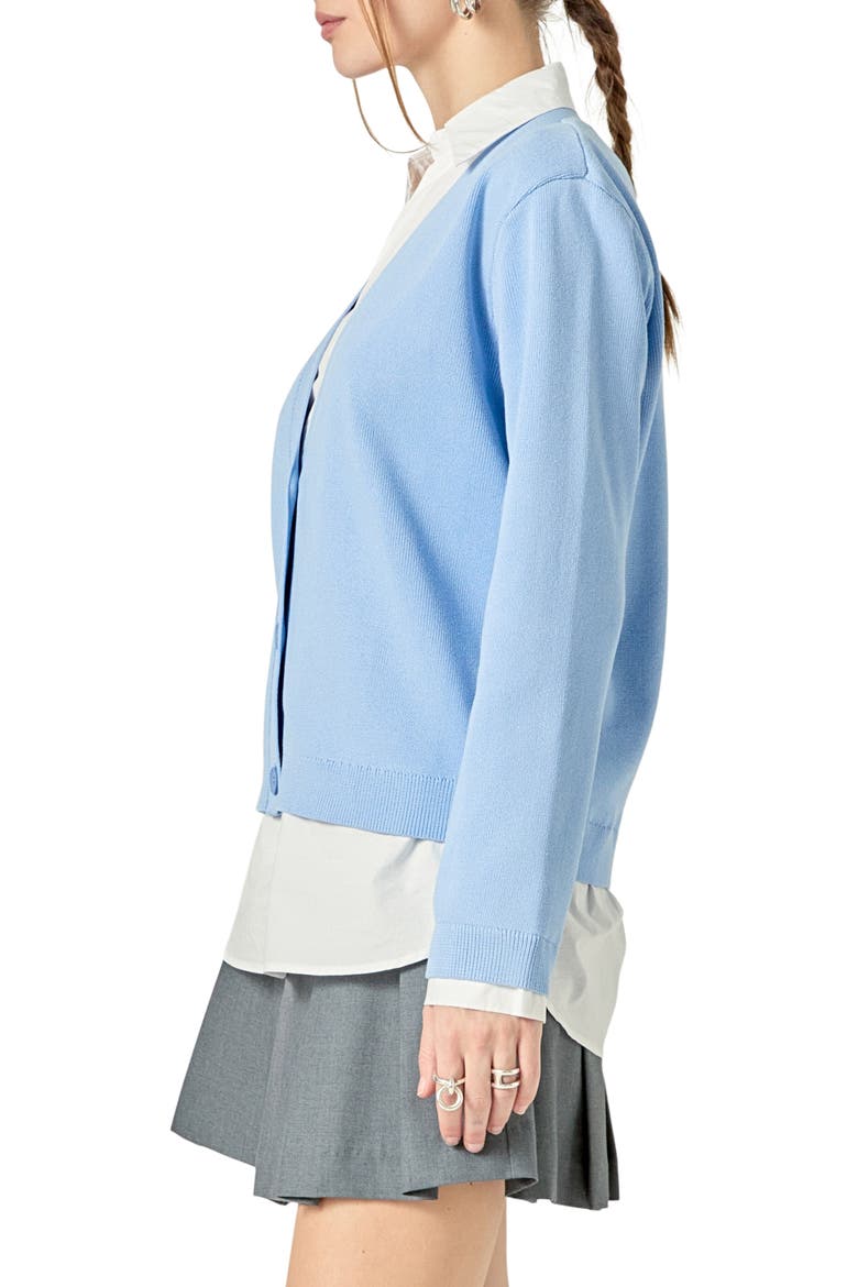 Mixed Media Button-Up Shirt, Alternate, color, POWDER BLUE