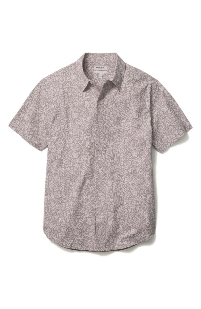 Bonobos Riviera Slim Fit Animal Print Short Sleeve Button-Up Shirt, Alternate, color, Desert Animals V2 C40