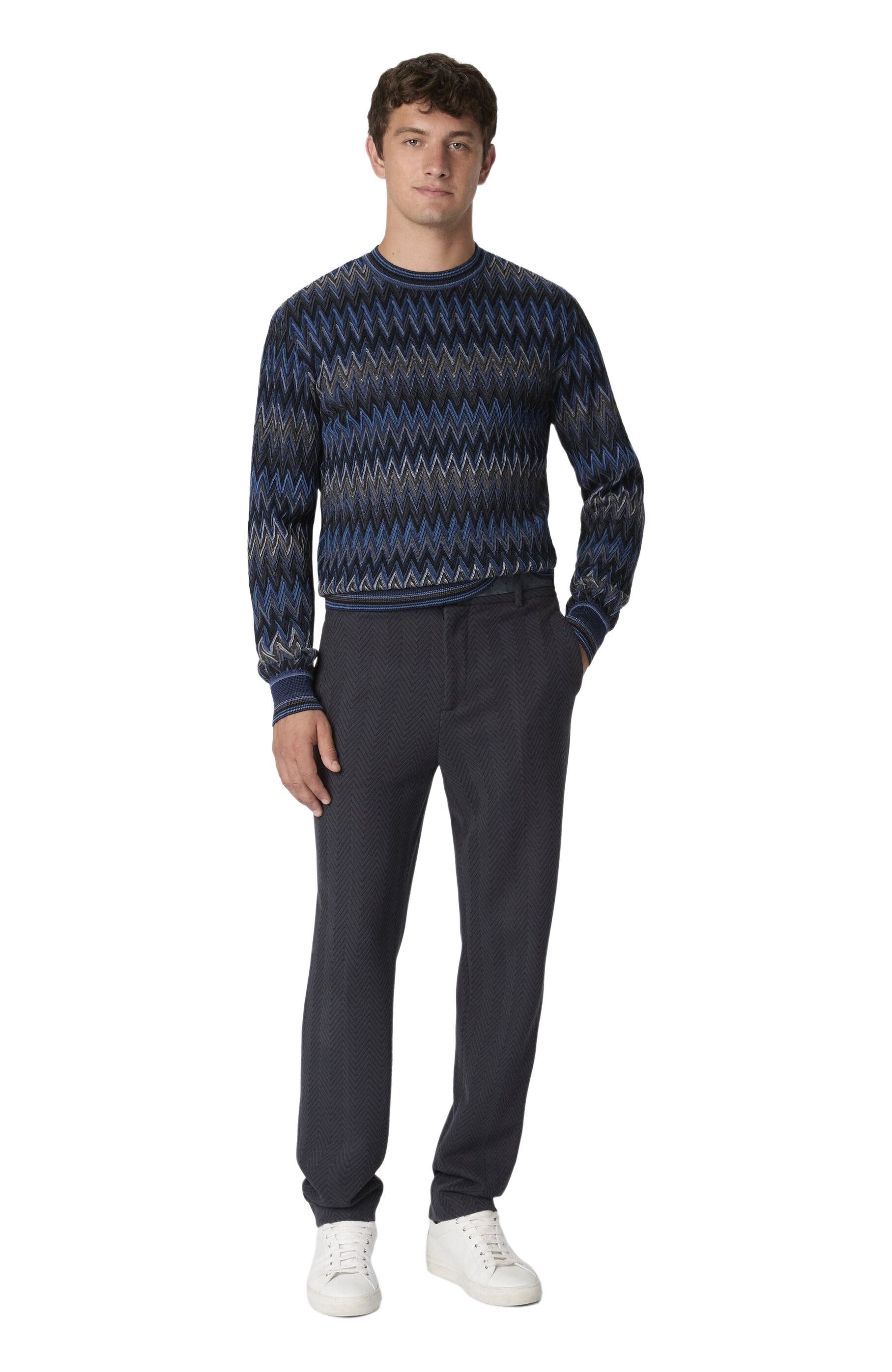 Crew Neck Sweater With 3d Zigzag Pattern - image 3