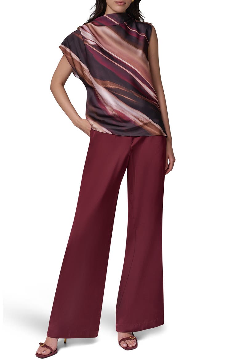 Printed High Neck Sleeveless Top, Alternate, color, BLACK CHERRY